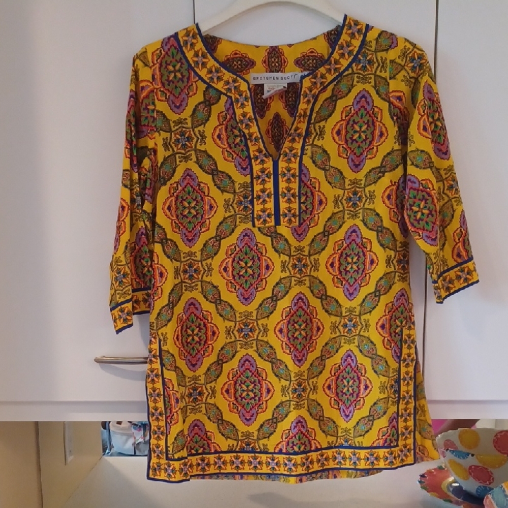 Gretchen Scott Designs Yellow Orange Graphic Tunic